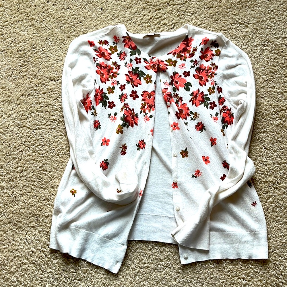 White Floral Loft Sweater